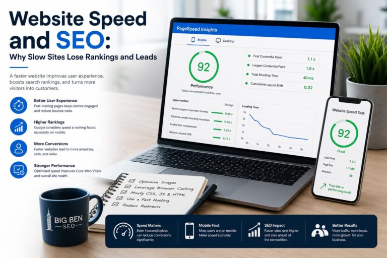 Website speed and SEO performance review for a UK business website
