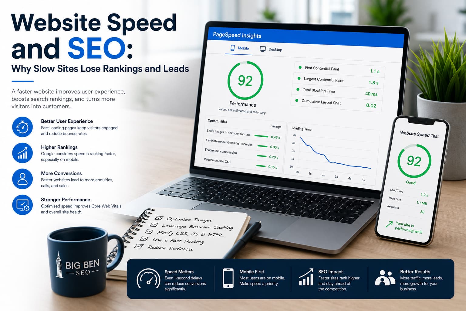Website speed and SEO performance review for a UK business website